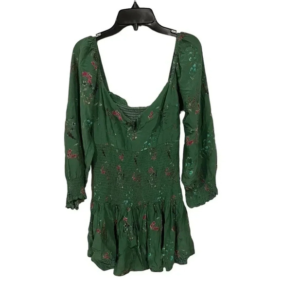 Blue Life Green Floral Ruched Sasha Mini Dress S - Picture 2 of 4